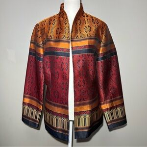 Coldwater Creek Women's Aztec Orange Black Red Blazer Jacket Size 10 Lined